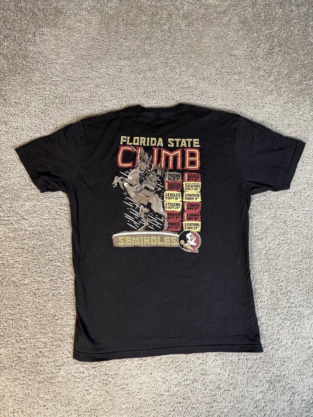 Florida State Seminoles Shirt Mens XL Black NCAA Football Image One Team Apparel